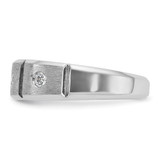 IBGoodman 14k White Gold Men's Polished Satin and Grooved 3-Stone 1/5 Carat AA Quality Diamond Ring - B5-58C3B802-9583