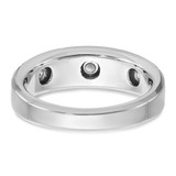 IBGoodman 14k White Gold Men's Polished Satin and Grooved 3-Stone 1/5 Carat AA Quality Diamond Ring - B5-58C3B802-9583