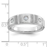 IBGoodman 14k White Gold Men's Polished Satin and Grooved 3-Stone Ring Mounting - B5-B247E26A-9465