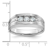 IBGoodman 14k White Gold Men's Polished Satin and Grooved 3-Stone Ring Mounting - B6-F5DE95F8-1143