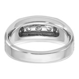 IBGoodman 14k White Gold Men's Polished Satin and Grooved 3-Stone Ring Mounting - B6-F5DE95F8-1143