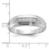 IBGoodman 14k White Gold Men's Polished Satin and Grooved 5-Stone 1/20 Carat AA Quality Diamond Ring