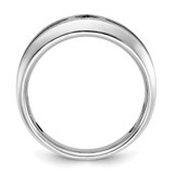 IBGoodman 14k White Gold Men's Polished Satin and Grooved Square Stone Center Ring Mounting
