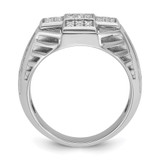 IBGoodman 14k White Gold Men's Polished Textured and Grooved Cross Cluster Ring Mounting
