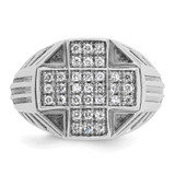 IBGoodman 14k White Gold Men's Polished Textured and Grooved Cross Cluster Ring Mounting