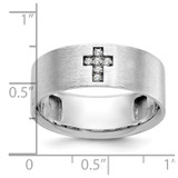 IBGoodman 14k White Gold Men's Satin 1/20 Carat AA Quality Diamond Cross Ring