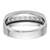 IBGoodman 14k White Gold Nine Stone Polished Brushed and Grooved Ring Mounting