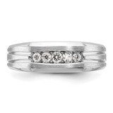 IBGoodman 14k White Gold Polished Satin and Grooved Five Stone Men's Ring Mounting - B5-31409FDD-4005