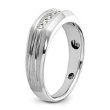 IBGoodman 14k White Gold Polished Satin and Grooved Five Stone Men's Ring Mounting - B5-31409FDD-4005