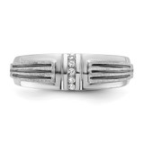 IBGoodman 14k White Gold Polished Satin and Grooved Five Stone Men's Ring Mounting - B6-B571B488-1244