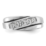 IBGoodman 14k White Gold Polished Satin and Grooved Men's Ring Mounting - B6-6D88272B-6444
