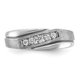 IBGoodman 14k White Gold Polished Satin and Grooved Men's Ring Mounting - B6-7C55C171-3138