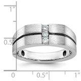 IBGoodman 14k White Gold Satin and Grooved Three Stone Men's Ring Mounting