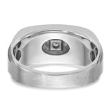 IBGoodman 14k White Gold with Black Enamel Men's Polished Satin and Grooved 1/20 Carat AA Quality Diamond Ring