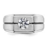 IBGoodman 14k White Gold with Black Rhodium 1 carat Lab Grown Diamond VS/SI+ G+ Complete Satin Men's Ring