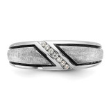 IBGoodman 14k White Gold with Black Rhodium 1/15 carat Lab Grown Diamond VS/SI+ G+ Complete Polished and Satin Men's Ring