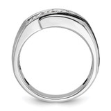 IBGoodman 14k White Gold with Black Rhodium 1/2 carat Lab Grown Diamond VS/SI+ G+ Complete Polished Satin and Grooved Men's Ring - B6-503DDAB4-3827