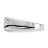 IBGoodman 14k White Gold with Black Rhodium 1/2 carat Lab Grown Diamond VS/SI+ G+ Complete Polished Satin and Grooved Men's Ring - B6-503DDAB4-3827