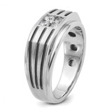 IBGoodman 14k White Gold with Black Rhodium 1/3 carat Lab Grown Diamond VS/SI+ G+ Complete Polished and Grooved Men's Ring