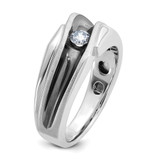 IBGoodman 14k White Gold with Black Rhodium 1/5 carat Lab Grown Diamond VS/SI+ G+ Complete Polished Satin and Grooved Men's Ring