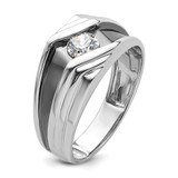 IBGoodman 14k White Gold with Black Rhodium 3/8 carat Lab Grown Diamond VS/SI+ G+ Complete Satin Men's Ring
