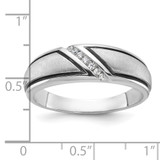 IBGoodman 14k White Gold with Black Rhodium Men's Polished and Satin 1/15 Carat AA Quality Diamond Ring