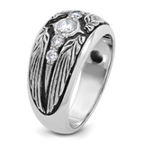 IBGoodman 14k White Gold with Black Rhodium Men's Polished and Textured 5-Stone 1/2 Carat AA Quality Diamond Ring