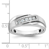 IBGoodman 14k White Gold with Black Rhodium Men's Polished Satin and Grooved 1/4 Carat AA Quality Diamond Ring
