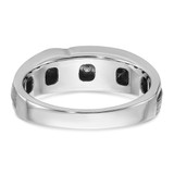 IBGoodman 14k White Gold with Black Rhodium Men's Polished Satin and Grooved 1/4 Carat AA Quality Diamond Ring
