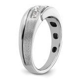 IBGoodman 14k White Gold with Black Rhodium Men's Polished Satin and Grooved 1/4 Carat AA Quality Diamond Ring