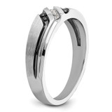 IBGoodman 14k White Gold with Black Rhodium Men's Polished Satin and Grooved 1/8 Carat AA Quality Black and White Diamond Ring