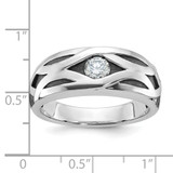 IBGoodman 14k White Gold with Black Rhodium Men's Polished Satin and Grooved 3/8 Carat AA Quality Diamond Ring