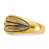 IBGoodman 14k with Black Rhodium Men's Polished and Textured Solitaire 1/2 Carat AA Quality Diamond Ring