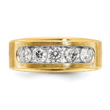 IBGoodman 14k with White Rhodium 1 carat Lab Grown Diamond VS/SI+ G+ Five Stone Complete Polished and Brushed Men's Ring