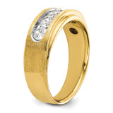 IBGoodman 14k with White Rhodium 1 carat Lab Grown Diamond VS/SI+ G+ Five Stone Complete Polished and Brushed Men's Ring