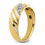 IBGoodman 14k with White Rhodium 1/6 carat Lab Grown Diamond VS/SI+ G+ Complete Polished and Grooved Men's Ring