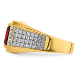 IBGoodman 14k with White Rhodium 3/4 carat Lab Grown Diamond VS/SI+ G+ and Created Ruby Complete Men's Ring
