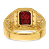 IBGoodman 14k with White Rhodium 3/4 carat Lab Grown Diamond VS/SI+ G+ and Created Ruby Complete Men's Ring