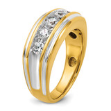 IBGoodman 14k with White Rhodium Men's Polished and Grooved 1 Carat AA Quality Diamond Ring