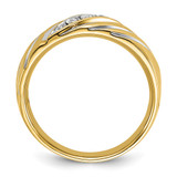 IBGoodman 14k with White Rhodium Men's Polished and Grooved 1/6 Carat AA Quality Diamond Ring