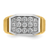 IBGoodman 14k with White Rhodium Men's Polished and Satin 1 Carat AA Quality Diamond Cluster Ring