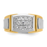 IBGoodman 14k with White Rhodium Men's Polished and Satin 1/2 Carat AA Quality Diamond Cluster Ring