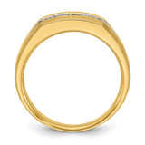 IBGoodman 14k with White Rhodium Men's Polished Satin and Grooved 3-Stone 1/2 Carat AA Quality Diamond Ring