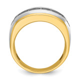 IBGoodman 14k with White Rhodium Men's Polished Satin and Grooved 7-Stone 1 1/5 Carat AA Quality Diamond Ring