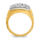 IBGoodman 14k with White Rhodium Polished Satin and Grooved Men's Cluster Ring Mounting
