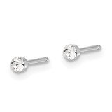Inverness 14K White Gold Polished 2.4mm Crystal Post Earrings