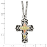 Landstrom's Mt. Rushmore Black Hills Sterling Silver 12K Gold Accents Antiqued Cross 18 inch Spring Ring Clasp Necklace - QB-C8ED824D-1457