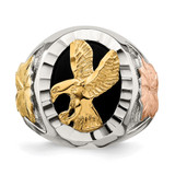 Landstrom's Mt. Rushmore Black Hills Sterling Silver 12K Gold Accents Antiqued Eagle Ring - QB-5684D6A5-1294