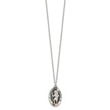 Landstrom's Mt. Rushmore Black Hills Sterling Silver 12K Gold Accents Antiqued St. Christopher Protect Us 18 inch Spring Ring Clasp Necklace
