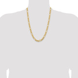 14K 24 inch 8.5mm Semi-Solid Figaro with Lobster Clasp Chain